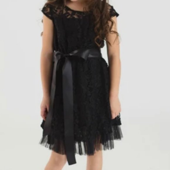 NWT ~ Think Pink Bows Bella Lace Dress Black Girls 4 - Picture 1 of 5